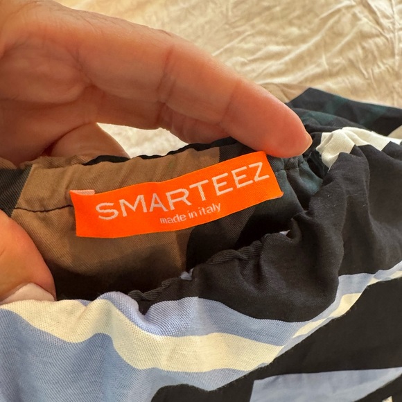 Smarteez Made in Italy Lagenlook Artsy Top One Shoulder Blouse Shirt Size 4 Blue - Picture 3 of 6